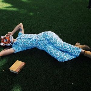 Big Bud Press Blue Lazy Daisy Shortsleeved Jumpsuit Size XXS - like new